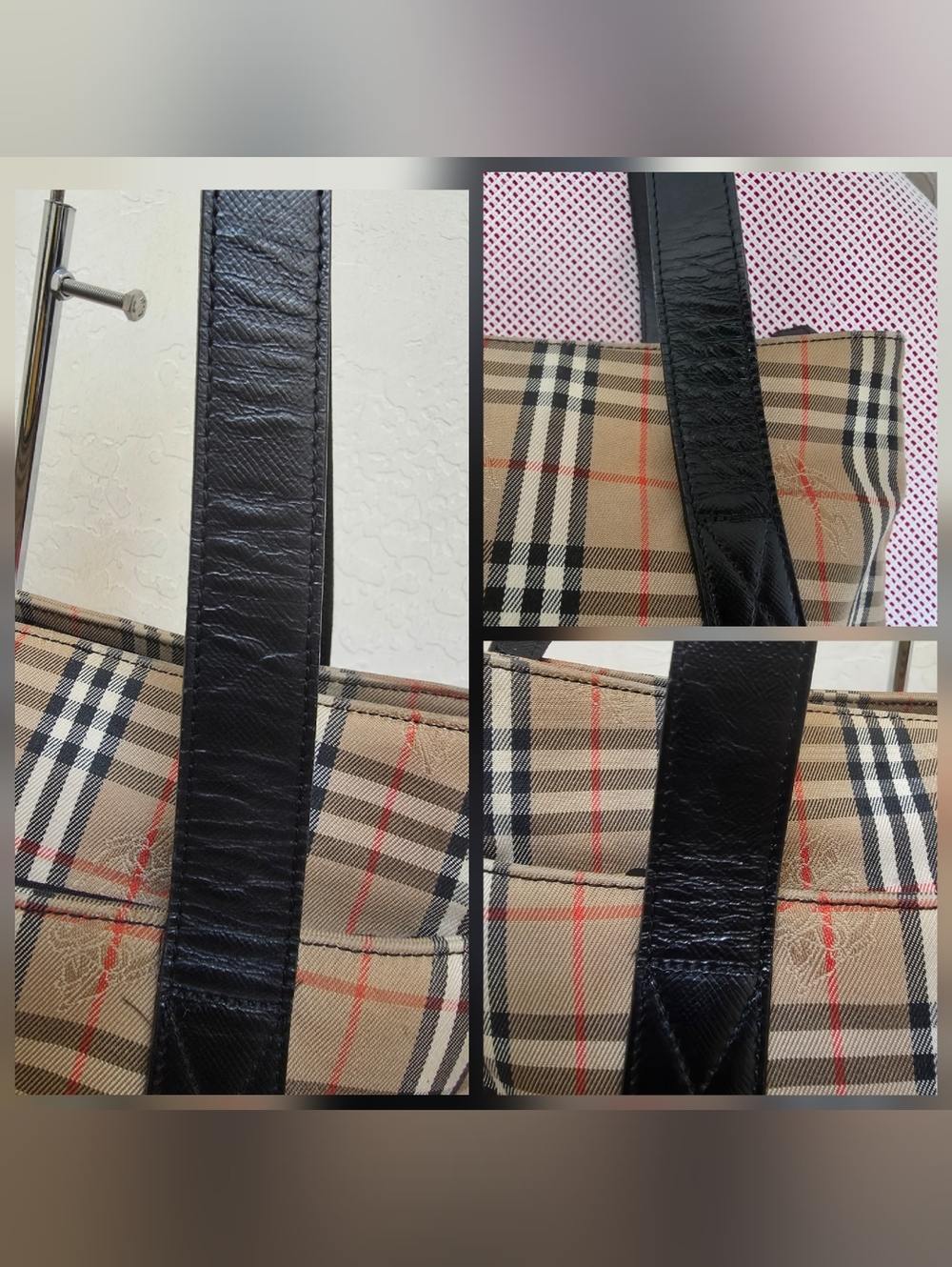 Burberry Canvas Nova Check Top Zip Tote Bag AUTHENTIC - Picture 10 of 16